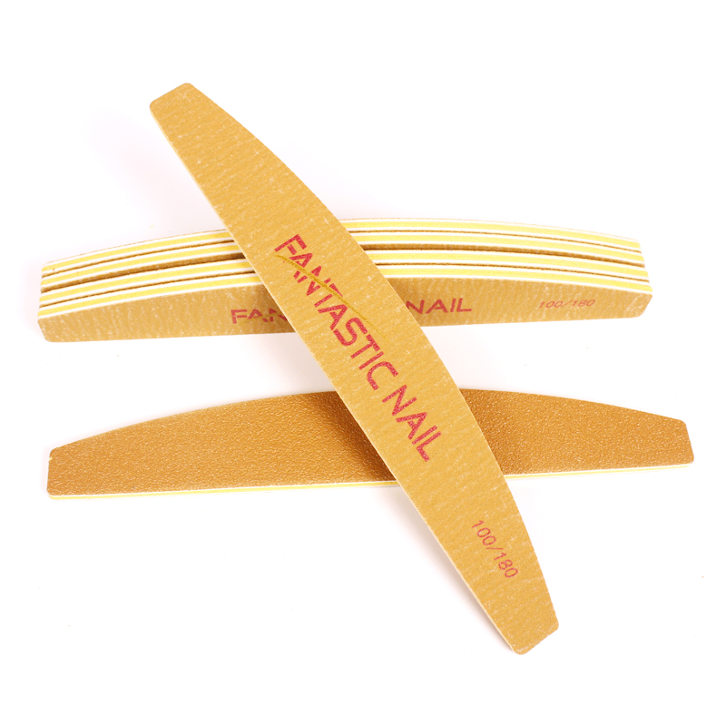 100 180 grit Half Moon Nail File Washable Brown emery Nail Polishing File