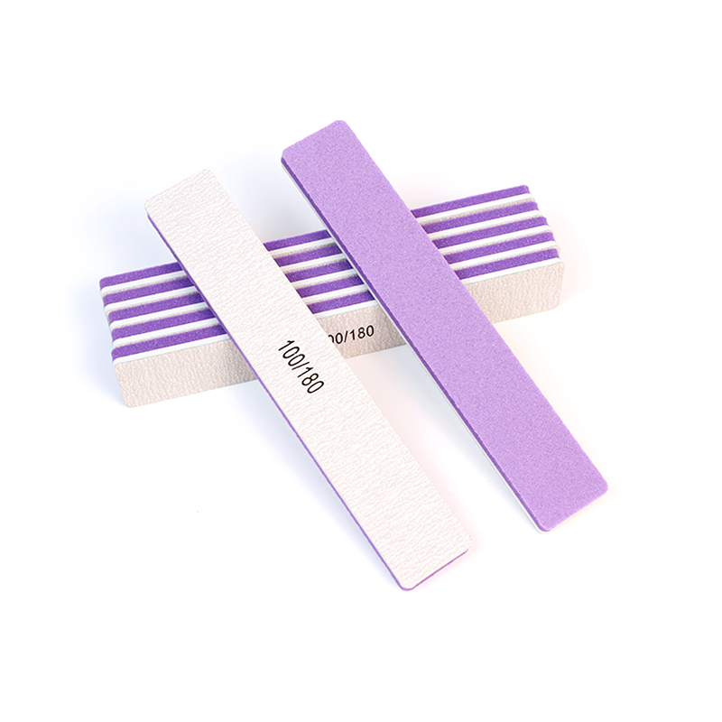 Professional Nail Files Double Sided Emery Board 100/180 Grit Nail Styling Tools Purple Nail File