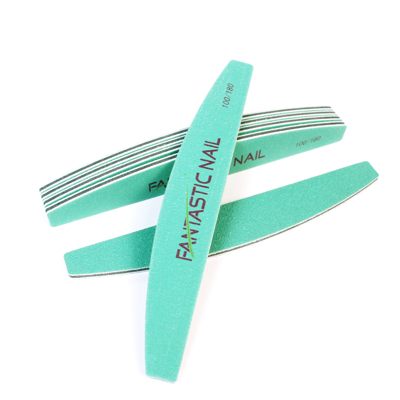 Double Sided 100 180 grit Green Sandpaper Nail File Washable Half Moon Nail File