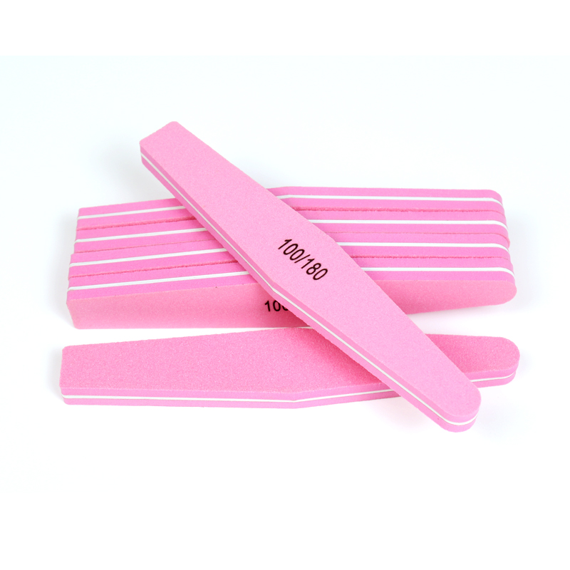 Nail Styling Tools Washable Sponge Nail Buffer File 100/180 Grit Diamond Shaped Nail File Pink