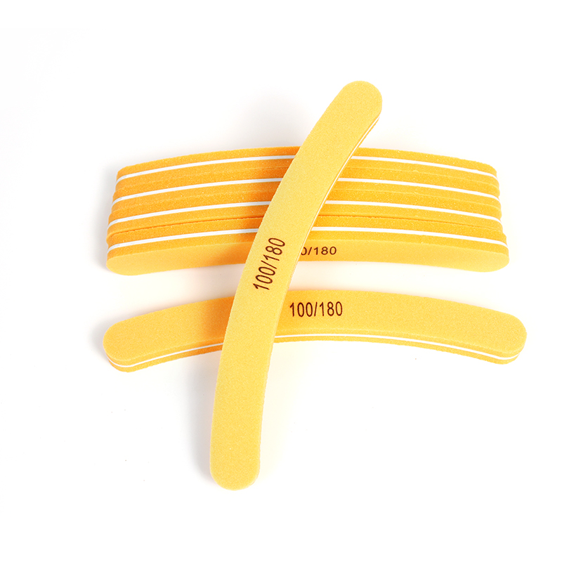Banana Shape Soft Sponge Nail File Durable 100 150 180 grit Orange Nail File Custom