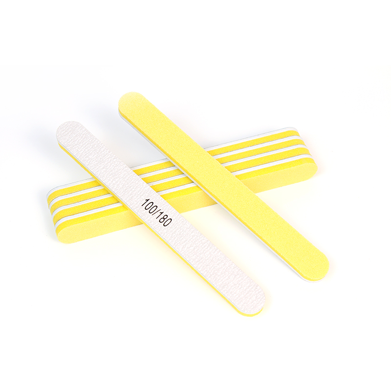 100 180 Grit Zebra Nail File Gold Sponge Nail File Durable Square Nail File