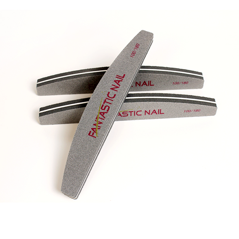Durable Half Moon Nail File Soft Sponge Nail File 100 180 Grit Grey Nail Polishing File