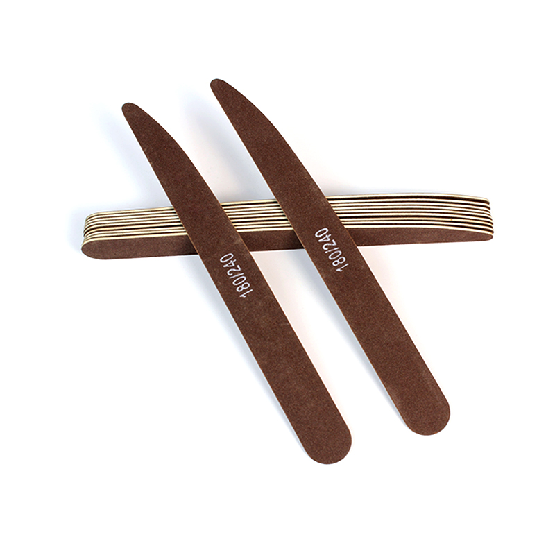 Knife Shaped Nail File Double Sided 180 240 Grit Wooden Nail File Washable Brown File For Nail