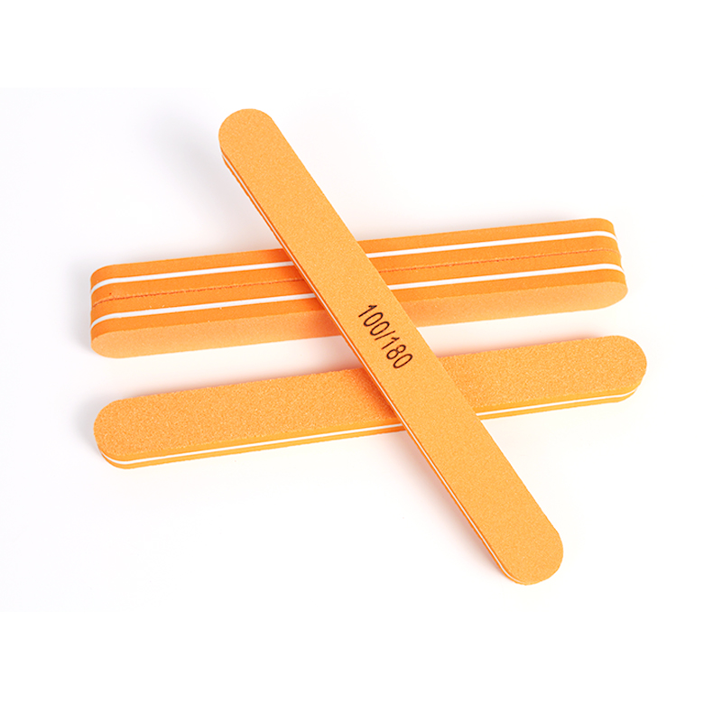 High-Quality Nail Styling Tools Double Sided Orange Sponge Nail Buffer File 100/180 Grit Durable Nail File