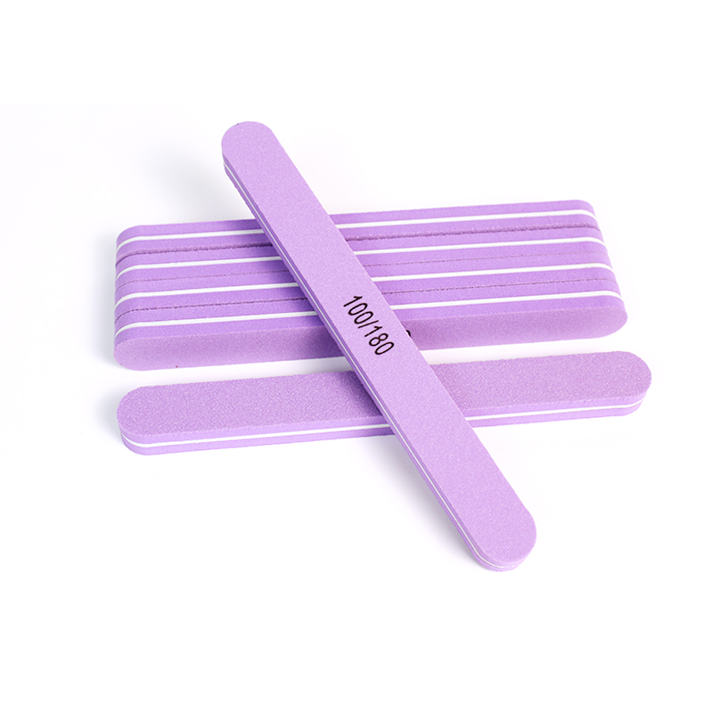 100/180 Grit Washable Nail Polishing File Professional Manicure Salon Tool Purple Sponge Nail File