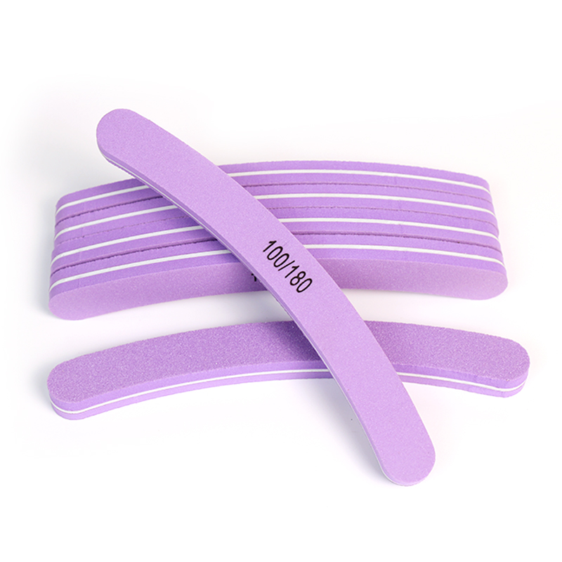 Professional Nail Tool Washable Sponge Nail Polishing File 100 grit Sandpaper Purple Nail File