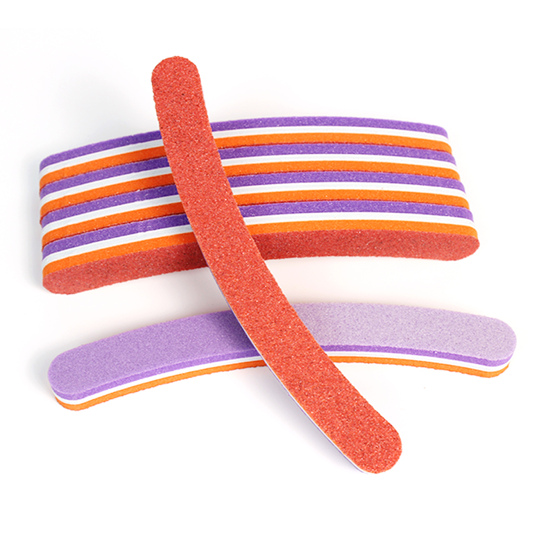 Banana Shape 3 Way Sponge Nail File Double Sided Nail Polishing File Purple/Orange