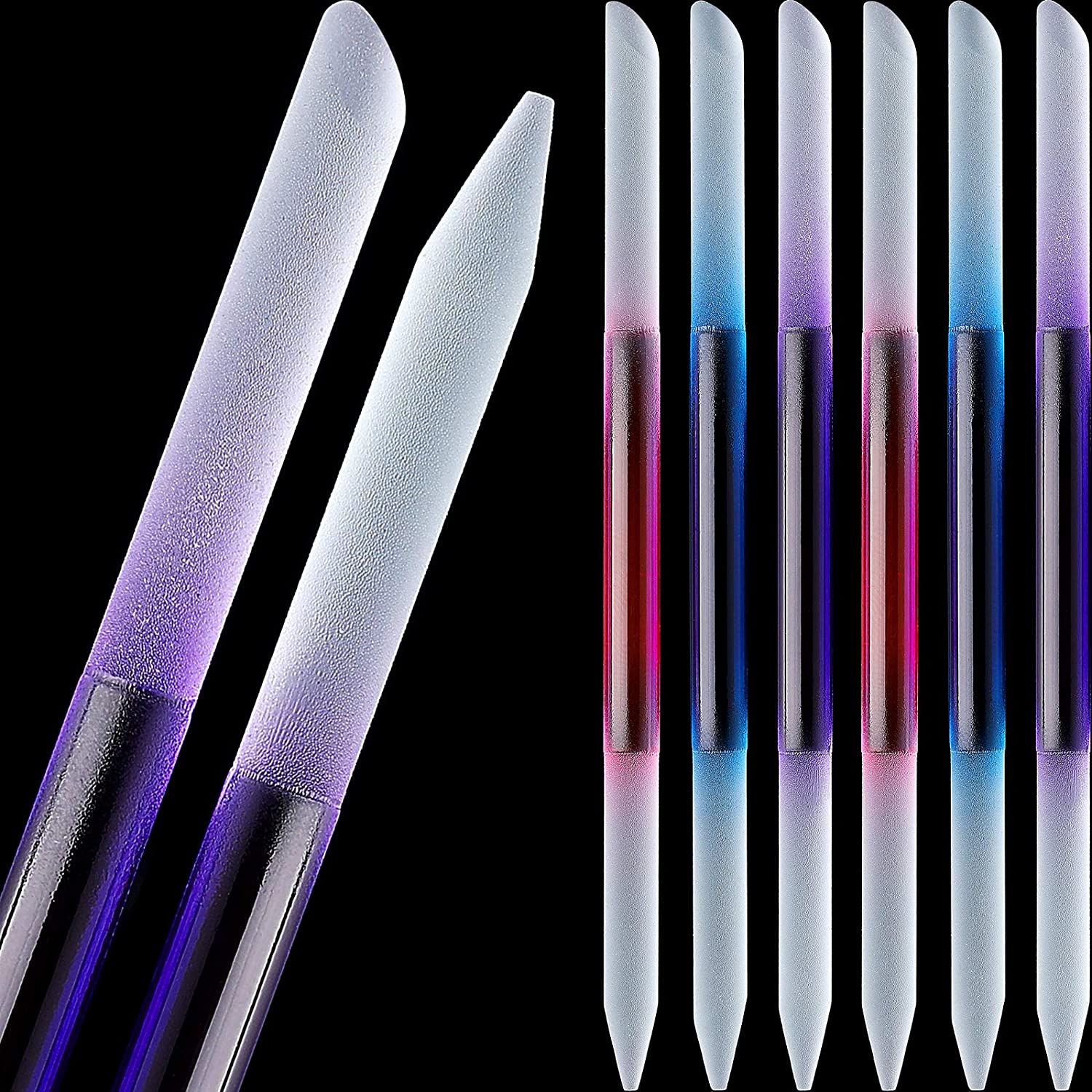 Glass Cuticle Pusher Double-end 100/180 Grit Manicure Sanding Stick Crystal Glass Nail Files