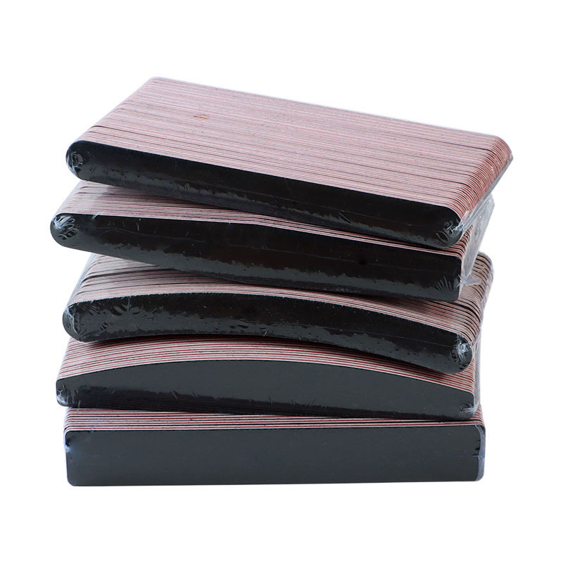 100 Grit Half Moon Nail File 180 Grit Rectangle Black Sandpaper Nail File