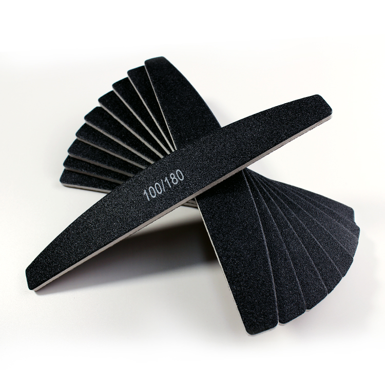 Balck Sandpaper Nail Trimming File Double Sided 100/180 Grit half Moon Nail File