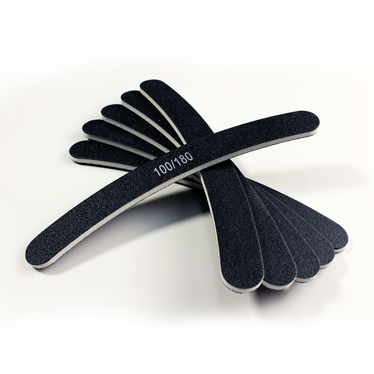 Custom Double Sided 80 100/180 Grit Sunshine Nail File Emery Board Banana Shape Nail File