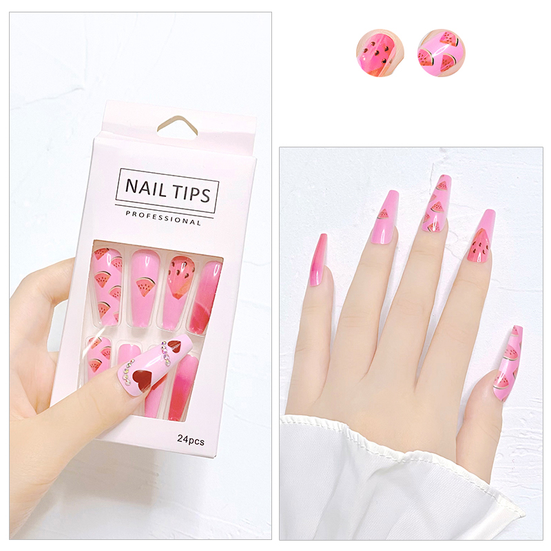 Nail Tip Art Decoration Acrylic False Nail 24pcs/Box Press On Nails With Fruit Design