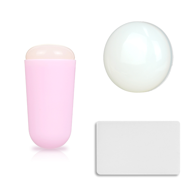 Reusable Pink Plastics Nail Stamper Soft Silicone Head Nail Stamper Image Transfer French Nail Stamper
