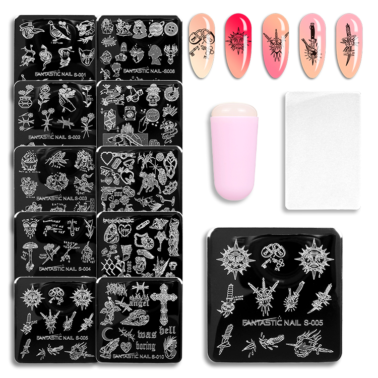 Custom Logo 6*6cm Steel Nail Art Stamping Plate 3D Flowers Animals Image Nail Template Plate